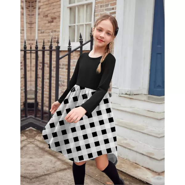 Arshiner Girls Dress Kids Holiday Casual Long Sleeve High Low Swing Midi Dresses