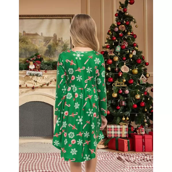 Arshiner Girls Dress Kids Holiday Casual Long Sleeve High Low Swing Midi Dresses