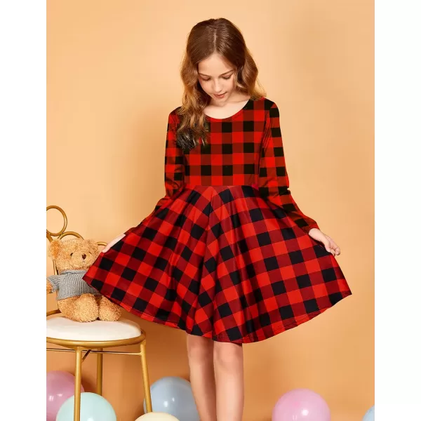 Arshiner Girls Dress Kids Holiday Casual Long Sleeve High Low Swing Midi Dresses