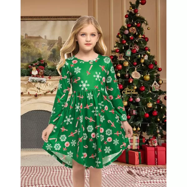 Arshiner Girls Dress Kids Holiday Casual Long Sleeve High Low Swing Midi Dresses