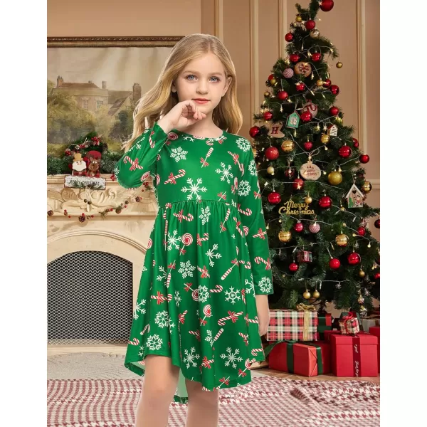 Arshiner Girls Dress Kids Holiday Casual Long Sleeve High Low Swing Midi Dresses