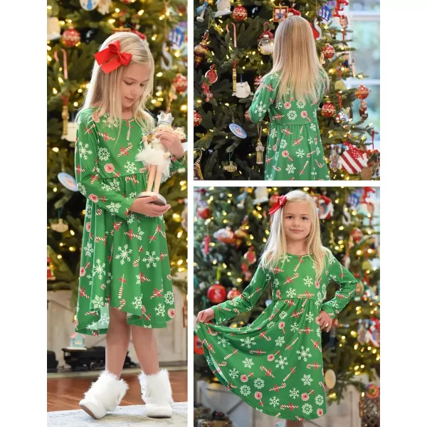 Arshiner Girls Dress Kids Holiday Casual Long Sleeve High Low Swing Midi Dresses