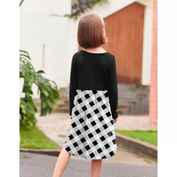 Arshiner Girls Dress Kids Holiday Casual Long Sleeve High Low Swing Midi Dresses