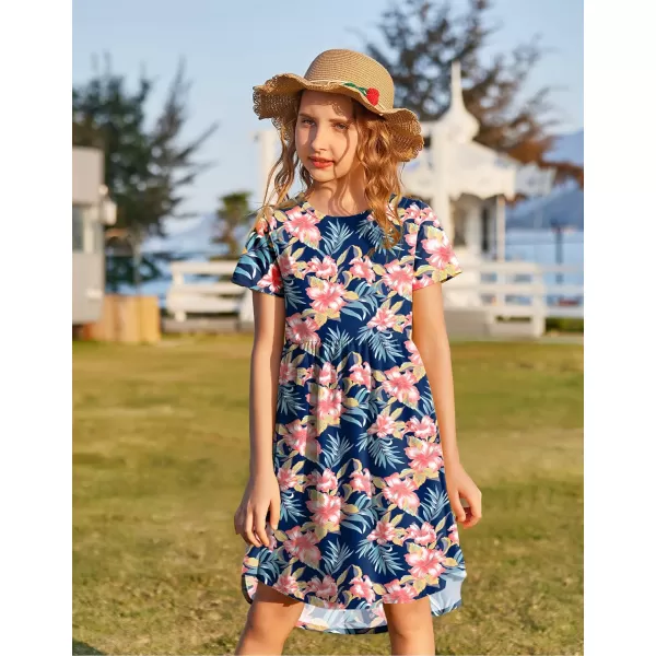 Arshiner Girls Dress Kids Holiday Casual Long Sleeve High Low Swing Midi Dresses