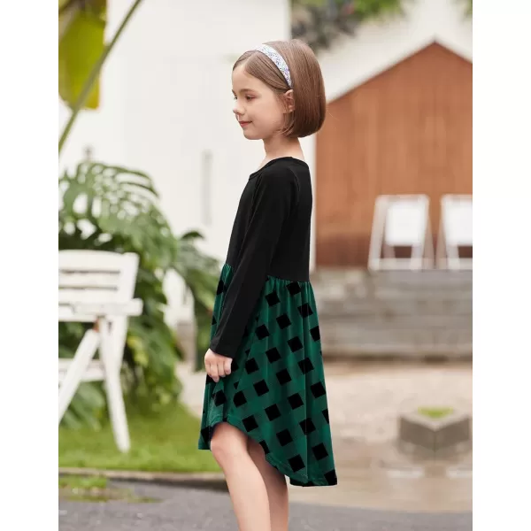 Arshiner Girls Dress Kids Holiday Casual Long Sleeve High Low Swing Midi Dresses