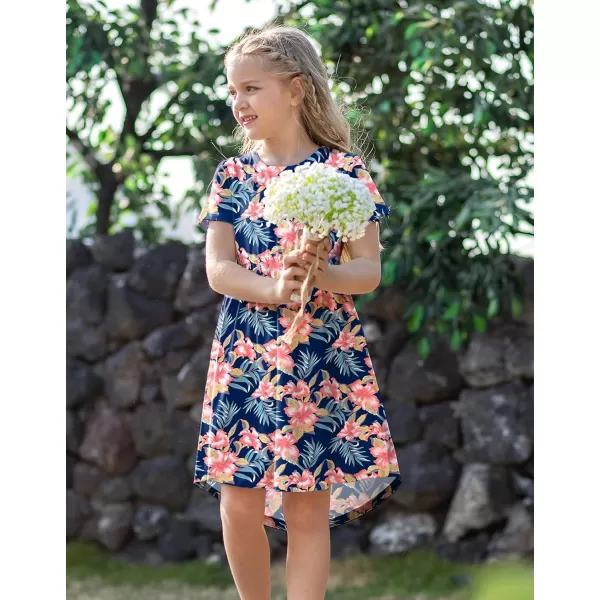 Arshiner Girls Dress Kids Holiday Casual Long Sleeve High Low Swing Midi Dresses