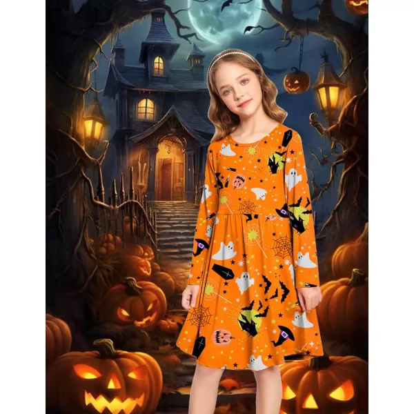 Arshiner Girls Dress Kids Holiday Casual Long Sleeve High Low Swing Midi Dresses