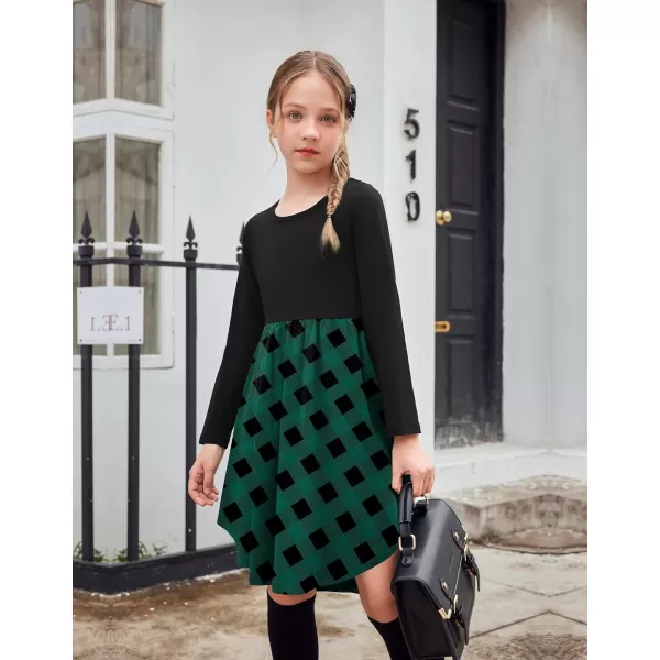Arshiner Girls Dress Kids Holiday Casual Long Sleeve High Low Swing Midi Dresses