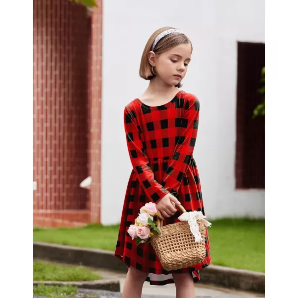 Arshiner Girls Dress Kids Holiday Casual Long Sleeve High Low Swing Midi Dresses