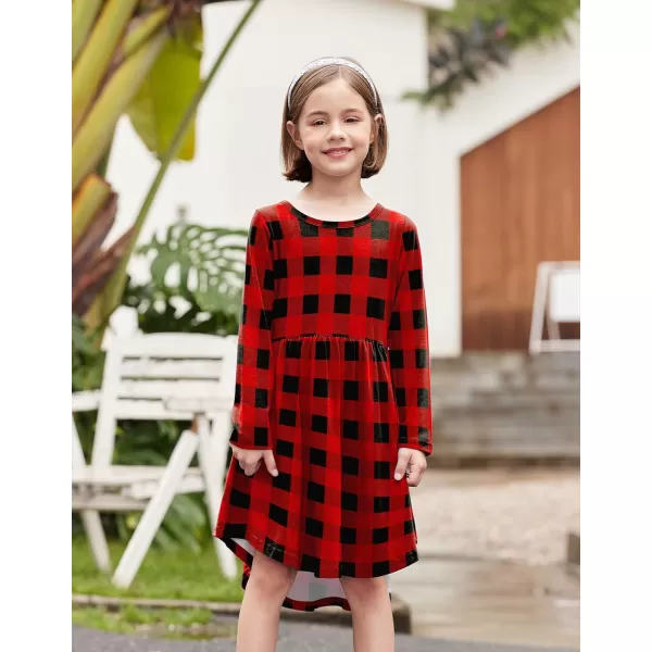 Arshiner Girls Dress Kids Holiday Casual Long Sleeve High Low Swing Midi Dresses