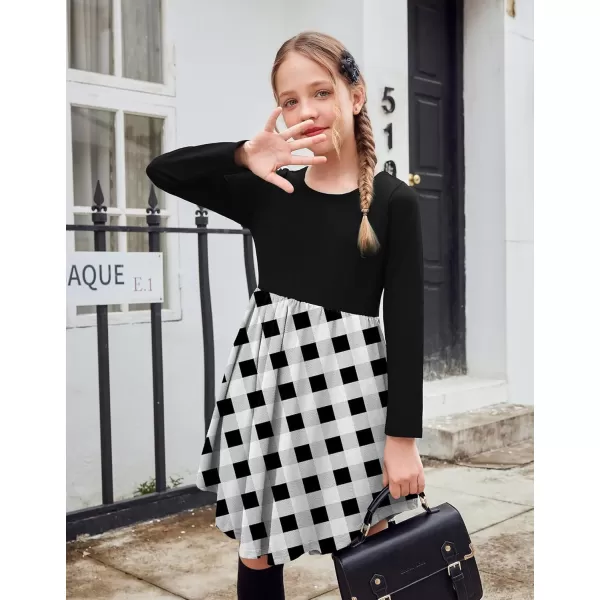 Arshiner Girls Dress Kids Holiday Casual Long Sleeve High Low Swing Midi Dresses
