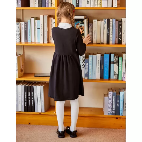 Arshiner Girl's Dresses Button Down Midi Long Sleeve Casual Sundress A-line Dress with Pockets