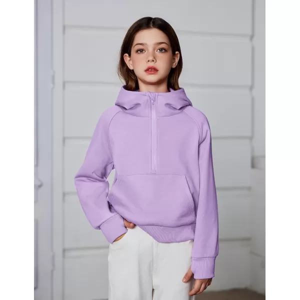 Arshiner Girls Half Zip Sweatshirt Fleece Pullover Hoodie Long Sleeve Fall Winter Tops Clothes Thumb Hole