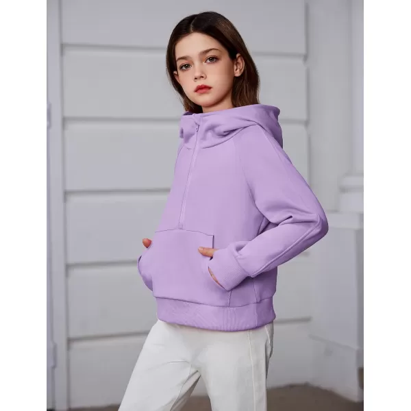 Arshiner Girls Half Zip Sweatshirt Fleece Pullover Hoodie Long Sleeve Fall Winter Tops Clothes Thumb Hole