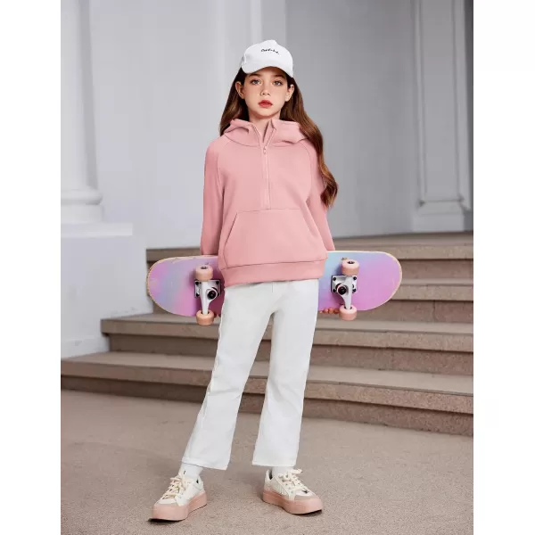 Arshiner Girls Half Zip Sweatshirt Fleece Pullover Hoodie Long Sleeve Fall Winter Tops Clothes Thumb Hole