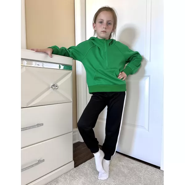 Arshiner Girls Half Zip Sweatshirt Fleece Pullover Hoodie Long Sleeve Fall Winter Tops Clothes Thumb Hole