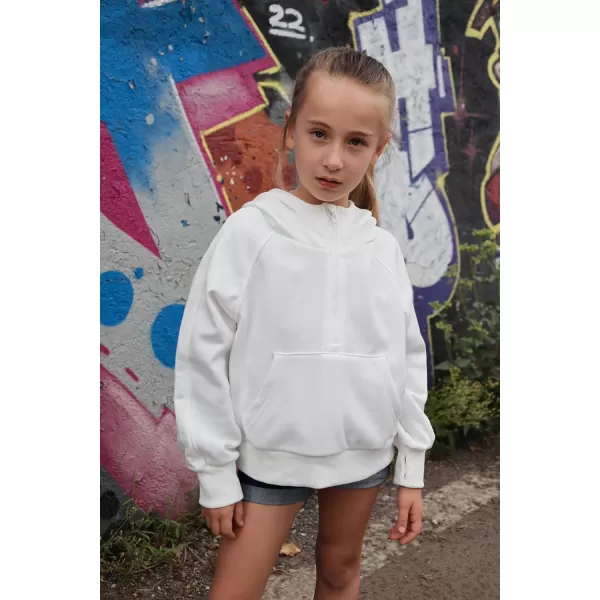 Arshiner Girls Half Zip Sweatshirt Fleece Pullover Hoodie Long Sleeve Fall Winter Tops Clothes Thumb Hole