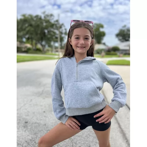 Arshiner Girls Half Zip Sweatshirt Fleece Pullover Hoodie Long Sleeve Fall Winter Tops Clothes Thumb Hole