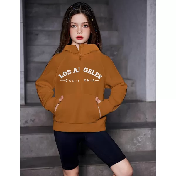 Arshiner Girls Half Zip Sweatshirt Fleece Pullover Hoodie Long Sleeve Fall Winter Tops Clothes Thumb Hole