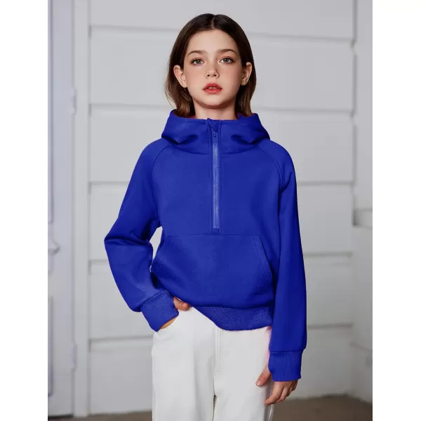 Arshiner Girls Half Zip Sweatshirt Fleece Pullover Hoodie Long Sleeve Fall Winter Tops Clothes Thumb Hole