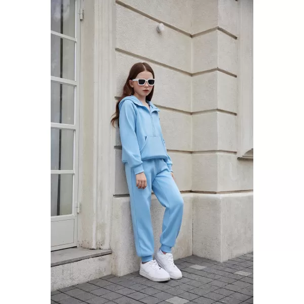 Arshiner Girls Half Zip Sweatshirt Fleece Pullover Hoodie Long Sleeve Fall Winter Tops Clothes Thumb Hole
