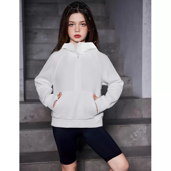 Arshiner Girls Half Zip Sweatshirt Fleece Pullover Hoodie Long Sleeve Fall Winter Tops Clothes Thumb Hole