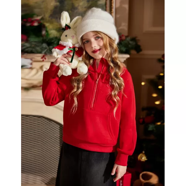 Arshiner Girls Half Zip Sweatshirt Fleece Pullover Hoodie Long Sleeve Fall Winter Tops Clothes Thumb Hole