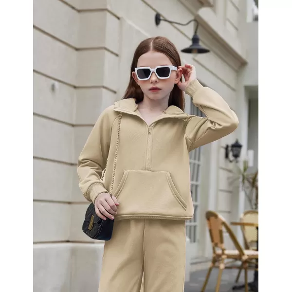 Arshiner Girls Half Zip Sweatshirt Fleece Pullover Hoodie Long Sleeve Fall Winter Tops Clothes Thumb Hole