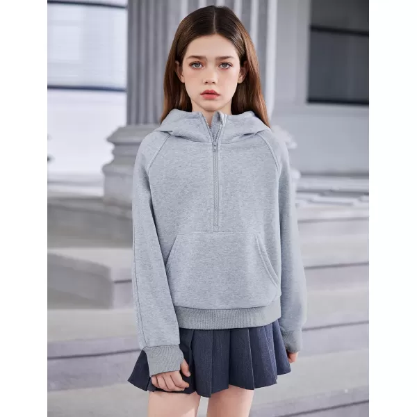 Arshiner Girls Half Zip Sweatshirt Fleece Pullover Hoodie Long Sleeve Fall Winter Tops Clothes Thumb Hole