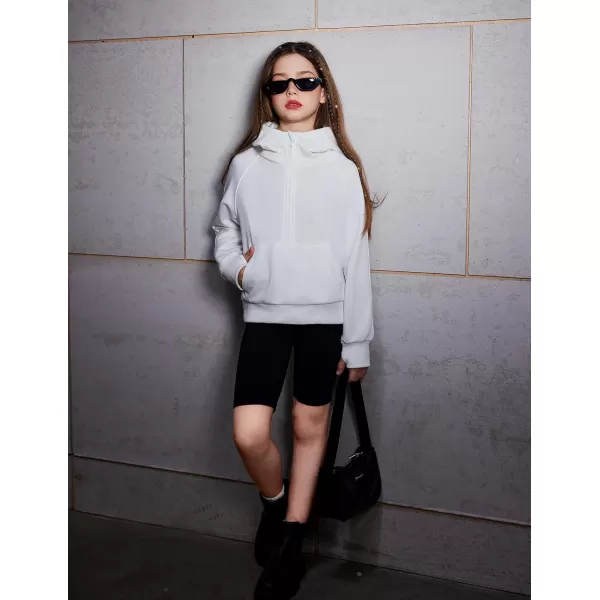 Arshiner Girls Half Zip Sweatshirt Fleece Pullover Hoodie Long Sleeve Fall Winter Tops Clothes Thumb Hole
