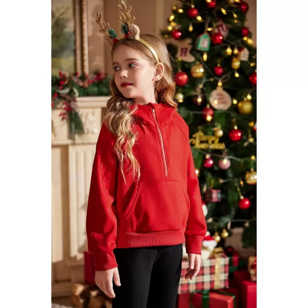 Arshiner Girls Half Zip Sweatshirt Fleece Pullover Hoodie Long Sleeve Fall Winter Tops Clothes Thumb Hole