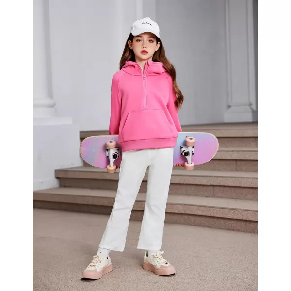Arshiner Girls Half Zip Sweatshirt Fleece Pullover Hoodie Long Sleeve Fall Winter Tops Clothes Thumb Hole
