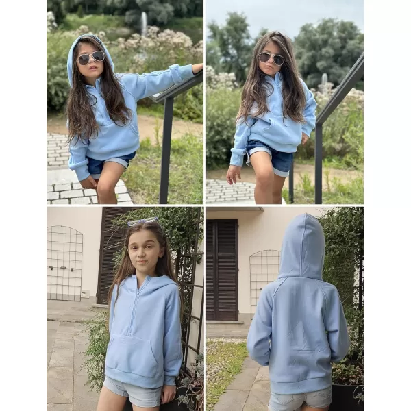 Arshiner Girls Half Zip Sweatshirt Fleece Pullover Hoodie Long Sleeve Fall Winter Tops Clothes Thumb Hole