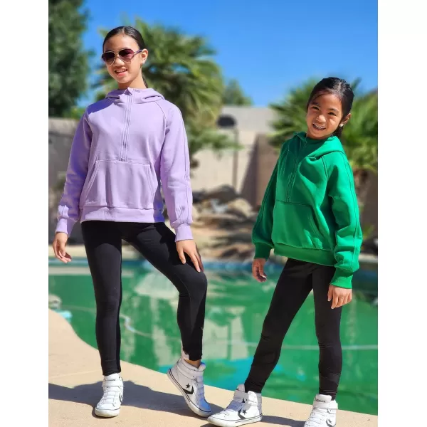 Arshiner Girls Half Zip Sweatshirt Fleece Pullover Hoodie Long Sleeve Fall Winter Tops Clothes Thumb Hole