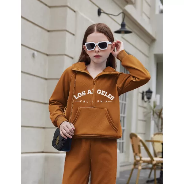 Arshiner Girls Half Zip Sweatshirt Fleece Pullover Hoodie Long Sleeve Fall Winter Tops Clothes Thumb Hole