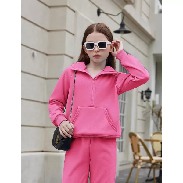 Arshiner Girls Half Zip Sweatshirt Fleece Pullover Hoodie Long Sleeve Fall Winter Tops Clothes Thumb Hole