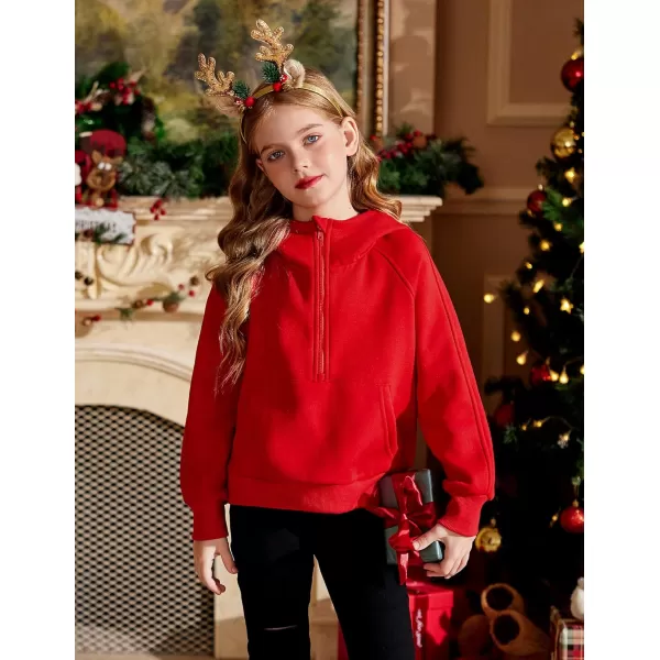Arshiner Girls Half Zip Sweatshirt Fleece Pullover Hoodie Long Sleeve Fall Winter Tops Clothes Thumb Hole