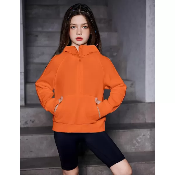 Arshiner Girls Half Zip Sweatshirt Fleece Pullover Hoodie Long Sleeve Fall Winter Tops Clothes Thumb Hole
