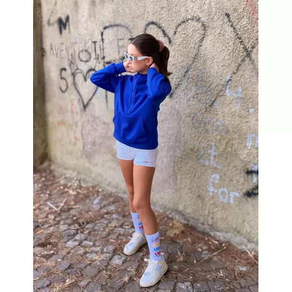 Arshiner Girls Half Zip Sweatshirt Fleece Pullover Hoodie Long Sleeve Fall Winter Tops Clothes Thumb Hole