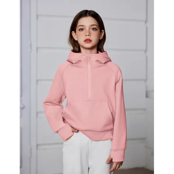Arshiner Girls Half Zip Sweatshirt Fleece Pullover Hoodie Long Sleeve Fall Winter Tops Clothes Thumb Hole