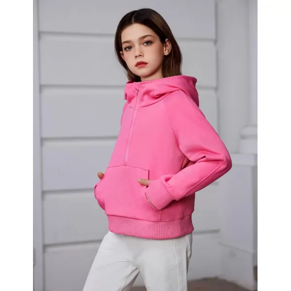 Arshiner Girls Half Zip Sweatshirt Fleece Pullover Hoodie Long Sleeve Fall Winter Tops Clothes Thumb Hole