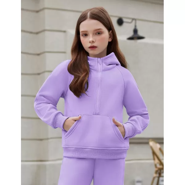 Arshiner Girls Half Zip Sweatshirt Fleece Pullover Hoodie Long Sleeve Fall Winter Tops Clothes Thumb Hole