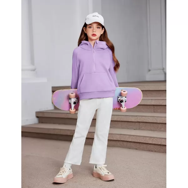 Arshiner Girls Half Zip Sweatshirt Fleece Pullover Hoodie Long Sleeve Fall Winter Tops Clothes Thumb Hole
