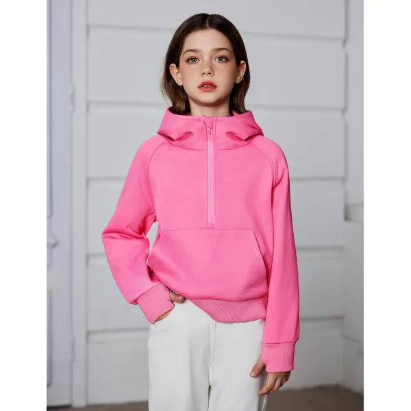 Arshiner Girls Half Zip Sweatshirt Fleece Pullover Hoodie Long Sleeve Fall Winter Tops Clothes Thumb Hole
