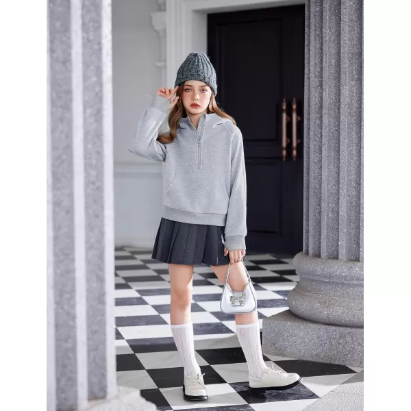 Arshiner Girls Half Zip Sweatshirt Fleece Pullover Hoodie Long Sleeve Fall Winter Tops Clothes Thumb Hole