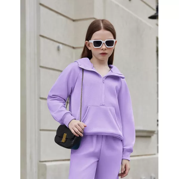 Arshiner Girls Half Zip Sweatshirt Fleece Pullover Hoodie Long Sleeve Fall Winter Tops Clothes Thumb Hole