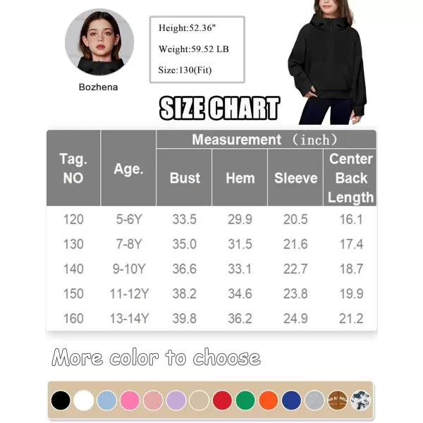 Arshiner Girls Half Zip Sweatshirt Fleece Pullover Hoodie Long Sleeve Fall Winter Tops Clothes Thumb Hole