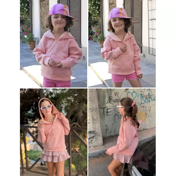 Arshiner Girls Half Zip Sweatshirt Fleece Pullover Hoodie Long Sleeve Fall Winter Tops Clothes Thumb Hole
