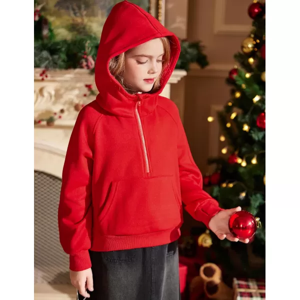 Arshiner Girls Half Zip Sweatshirt Fleece Pullover Hoodie Long Sleeve Fall Winter Tops Clothes Thumb Hole