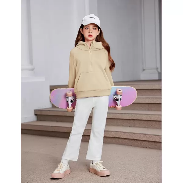 Arshiner Girls Half Zip Sweatshirt Fleece Pullover Hoodie Long Sleeve Fall Winter Tops Clothes Thumb Hole